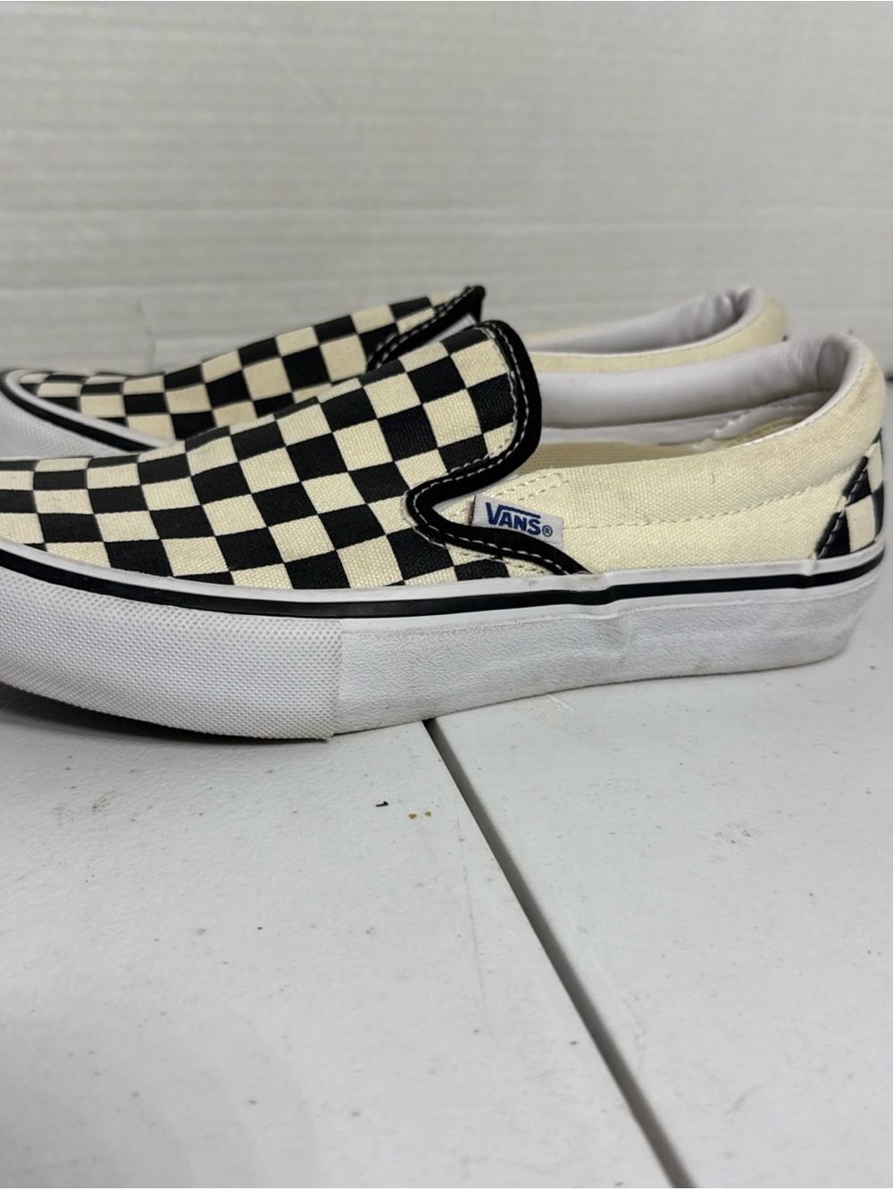 Vans Kids Checkerboard Slip-On Sneakers - Black & Cream